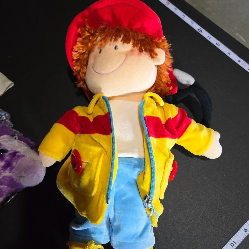 Russ Berrie Ladders Fireman Plush Learn to Dress 24083 Button Zip Tie Activity